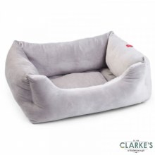 Velour Silver Grey Square Dog Bed Extra Large