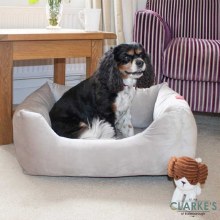 Velour Silver Grey Square Dog Bed Large