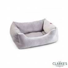 Velour Silver Grey Square Dog Bed Medium