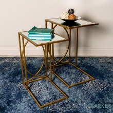 Additional picture of Franklyn Mirrored Side Tables Gold
