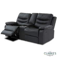 Additional picture of Cara 2 Seater Leather Recliner Sofa with Console Black