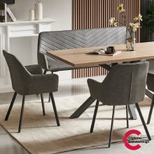 Additional picture of Chrissie Dining Set - 160cm Scratch Resistant Table - Chairs and Bench