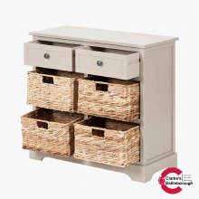 Additional picture of Devonshire Putty Pine Wood 2 Drawer 4 Basket Sideboard