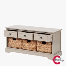 Additional picture of Devonshire Putty Pine Wood 3 Drawer 3 Basket Unit