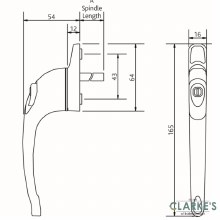 Additional picture of Era PVC Window Handle with Lock Brass