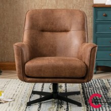 Additional picture of Felicia Swivel Chair Saddle Tan