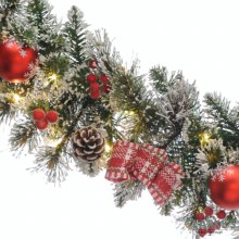 Additional picture of LED Lit Tartan Ribbon Christmas Garland 270cm