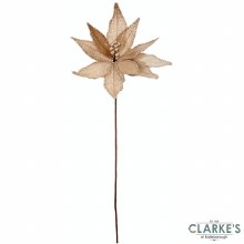 Additional picture of Poinsettia Stem Gold/Cream - Christmas Decoration