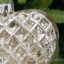 Additional picture of Silver Glass Heart - Christmas Tree Ornament 10cm