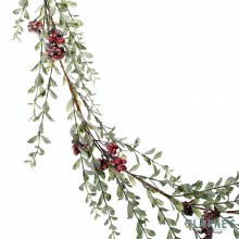 Additional picture of Frosted Pittosporum Red Berries Garland 183cm