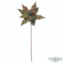 Additional picture of Blue Gold Hologaphic Poinsettia Stem 26cm