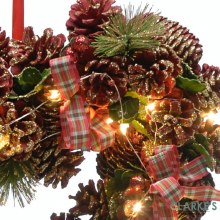 Additional picture of LED Lit Tartan Heart Christmas Wreath 43cm