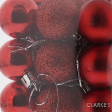 Additional picture of Mixed Finish Christmas Tree Mini Baubles Red Pack of 27