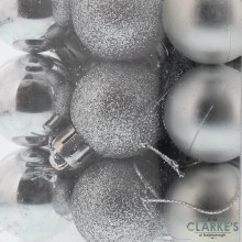 Additional picture of Mixed Finish Christmas Tree Mini Baubles Silver Pack of 27
