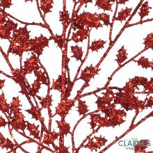 Additional picture of Red Glitter Christmas Leaf Spray 62.5cm
