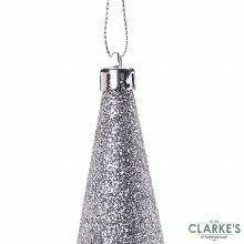 Additional picture of Teardrop Shatterproof Christmas Tree Ornament Silver 14cm