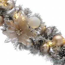 Additional picture of LED Lit Snow Poinsettia Garland 270cm