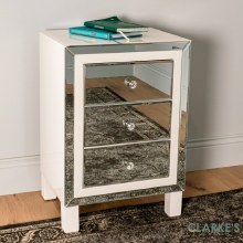 Additional picture of Freya White Mirrored Bedside Locker