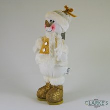 Additional picture of Standing Gold Plush Snowman 35cm