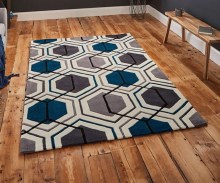 Additional picture of Hong Kong Rug HK7526 Grey / Navy 90 x 150cm