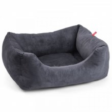 Additional picture of Velour Charcoal Grey Square Dog Bed Extra Large