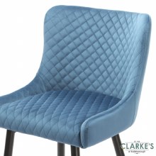 Additional picture of Talia Velvet Bar Stool Blue