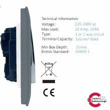 Additional picture of Trendi Switch 1 Gang Gloss Warm Grey Rocker Switch