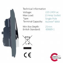 Additional picture of Trendi Switch 2 Gang Warm Grey Wall Socket