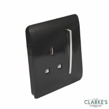 Additional picture of Trendi Switch 1 Gang Gloss Black Wall Socket
