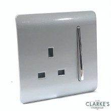 Additional picture of Trendi Switch 1 Gang Gloss Silver Wall Socket
