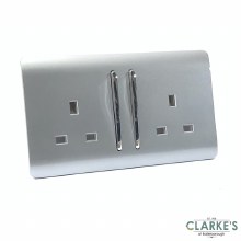 Additional picture of Trendi Switch 2 Gang Gloss Silver Wall Socket
