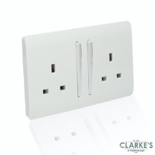 Additional picture of Trendi Switch 2 Gang Gloss White Wall Socket
