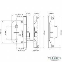 Additional picture of Union 2 Lever Rebated Mortice Lock 2.5"