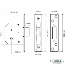 Additional picture of Union 5 Lever CE Mortice Deadlock 2.5"