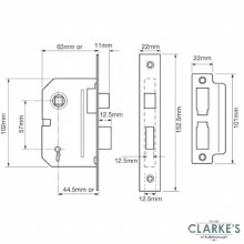Additional picture of Union 2 Lever Mortice Sashlock Brass 3"