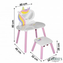 Additional picture of Sweet Unicorn Table with Mirror and Stool