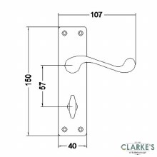 Additional picture of Victorian Scroll Lock Door Handle Pair Polished Nickel