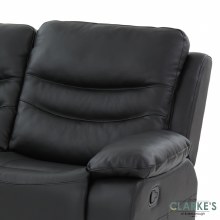Additional picture of Cara 3 Seater Leather Recliner Sofa Black