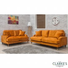 Additional picture of Rupert 3 Seater Velvet Sofa Orange
