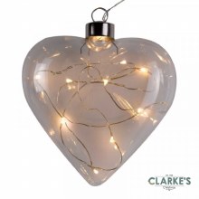 Additional picture of 10 Micro LED Christmas Battery CrystaLight Heart Bauble 12cm