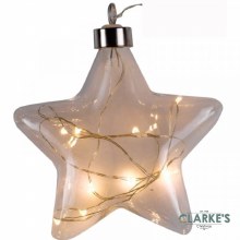 Additional picture of 10 Micro LED Christmas Battery CrystaLight Star Bauble 12cm