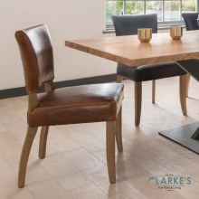 Additional picture of Duke Leather Dining Chair Tan Brown