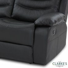 Additional picture of Cara 3 Seater Leather Recliner Sofa Black