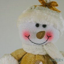 Additional picture of Standing Gold Plush Snowman 35cm