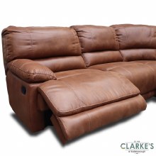 Additional picture of Stella Tan Leather Air Fabric Recliner Corner Sofa | DISPLAY MODEL - SOLD AS SEEN!