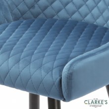 Additional picture of Talia Velvet Bar Stool Blue