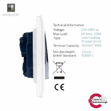 Additional picture of Trendi Switch 1 Gang Intermediate 10 Amp Light Switch Gloss White
