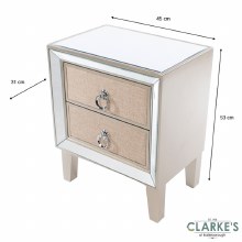 Additional picture of Hayden Mirrored 2 Drawer Bedside Locker