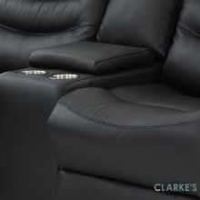 Additional picture of Cara 2 Seater Leather Recliner Sofa with Console Black