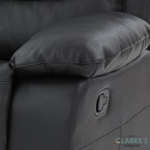 Additional picture of Cara 3 Seater Leather Recliner Sofa Black